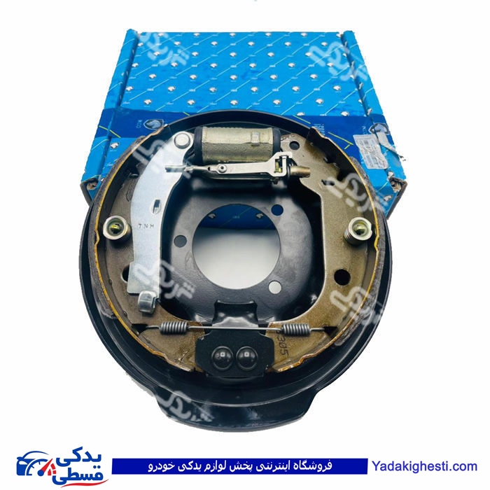 پژو طبق چرخ عقب 405 راست کامل ایساکو همراه لنت و سیلندر چرخ عقب 1120104002